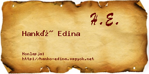 Hankó Edina névjegykártya